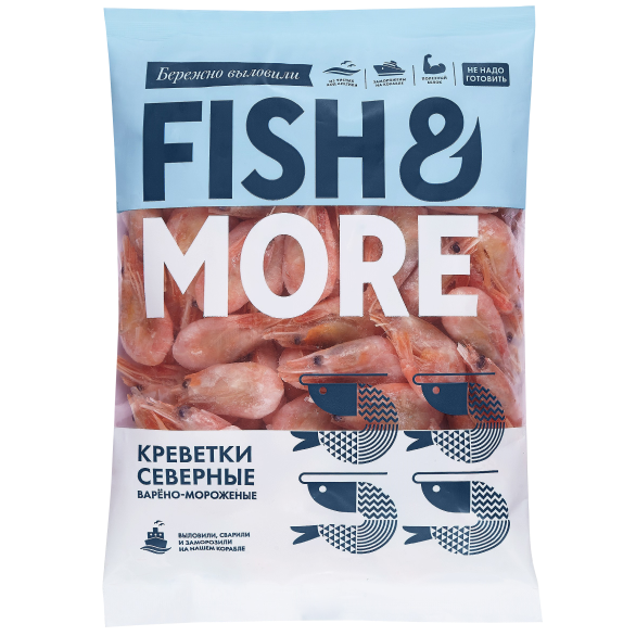 "FISH & MORE" креветки северные варено-мороженые неразделанные
